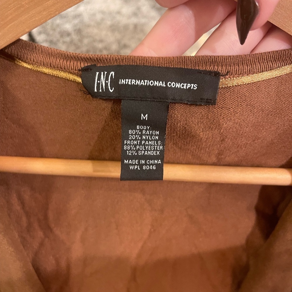 ⭐️INC International Concepts Tan Suede Open Front Blazer - Picture 4 of 4